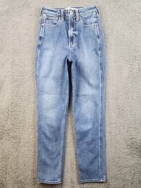 Hollister Curvy Ultra High Rise Mom Jean Women's 00 Stretch Relaxed Fit Tapered